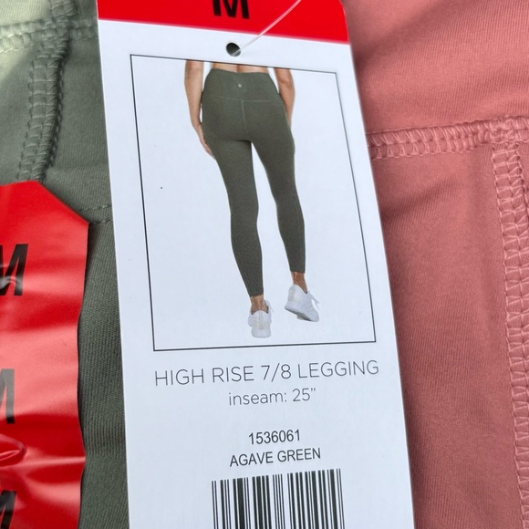 Danskin High Rise Set of Leggings Size Medium (Green & Mauve) NWT - Picture 7 of 9